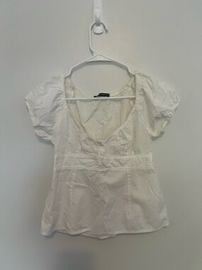 Brandy Melville White Scoop Neck Peplum Blouse